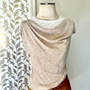 Zara Asymmetrical Double Layer TShirt Beige Sz.L